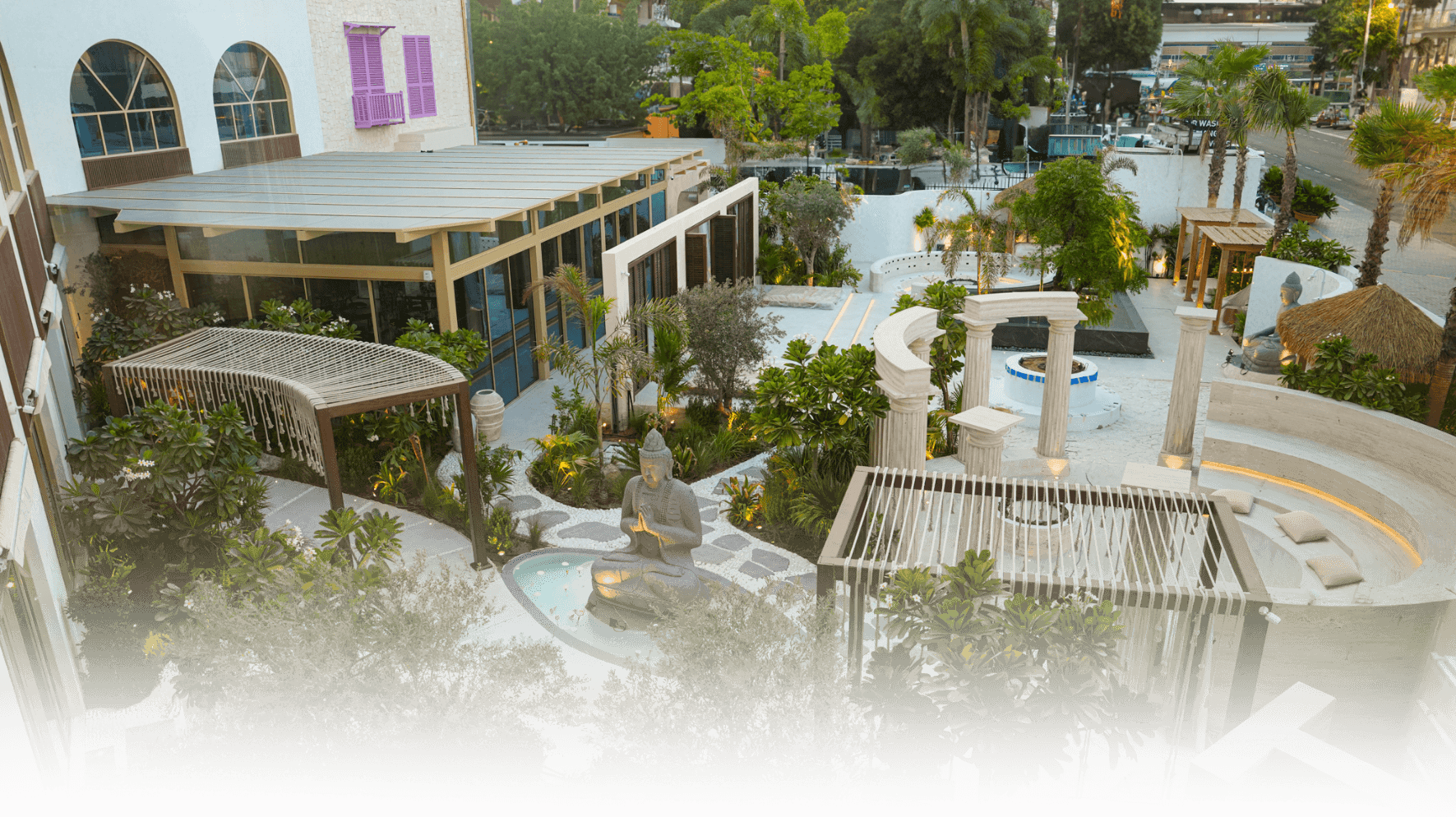 Wellness center with garden and relaxation areas